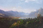 August Ludwig Erhard Boll Blick auf den Genfer See painting